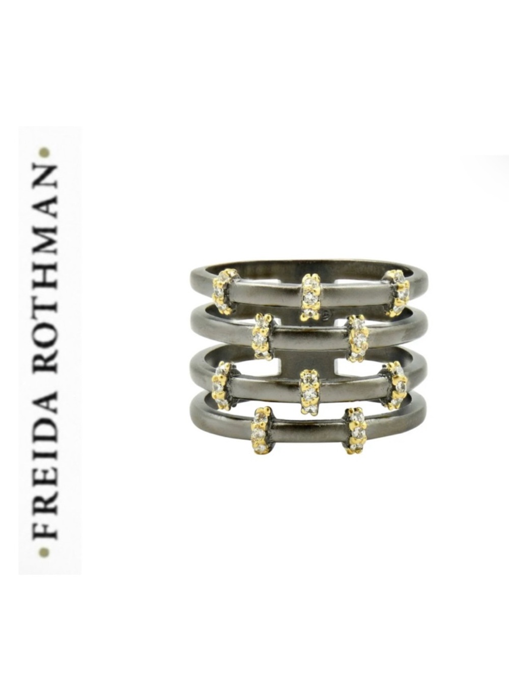 Freida Rothman INDUSTRIAL FINISH COBBLESTONE CAGE RING Size 8.5